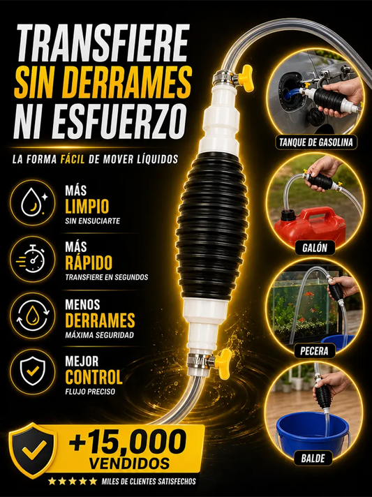 Bomba Sifón de Gasolina: Pasa líquidos sin ensuciarte ni desperdiciar
