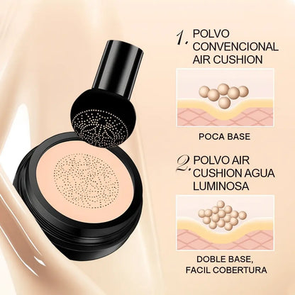 🌸 2 x1 Base Cushion efecto filtro real — Cobertura impecable, piel ligera y luminosa al instante
