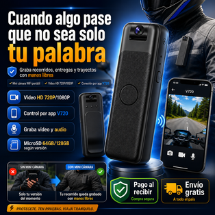 🔥Mini Cámara WiFi con Audio | Graba tus recorridos y ten evidencia cuando la necesites