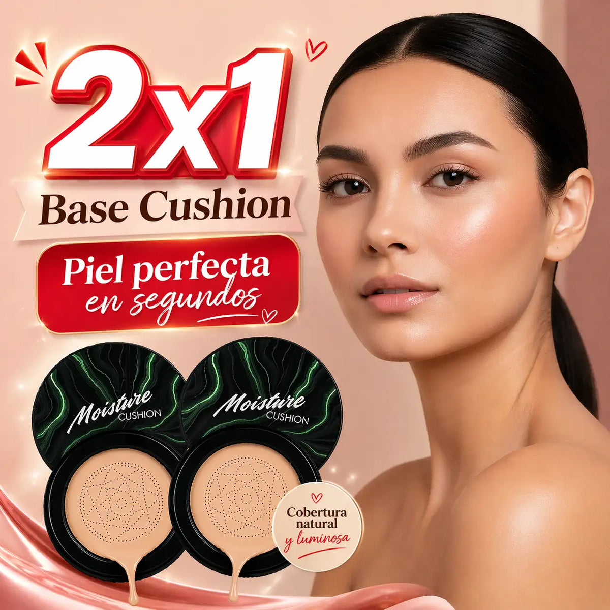 2x1 Base Cushion – Piel perfecta en segundos sin maquillaje pesado ✨