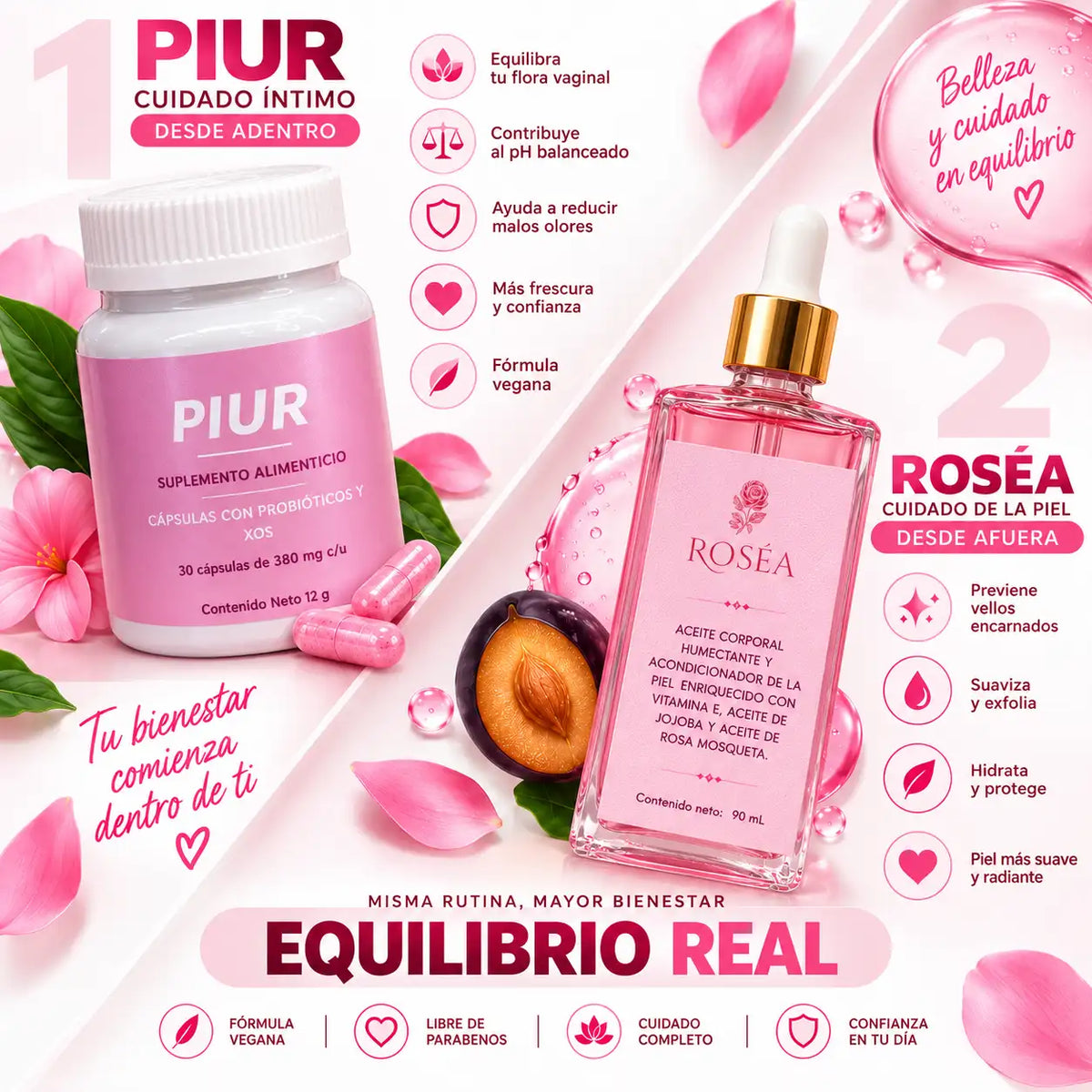 Las dos funciones del pack Piur + Roséa